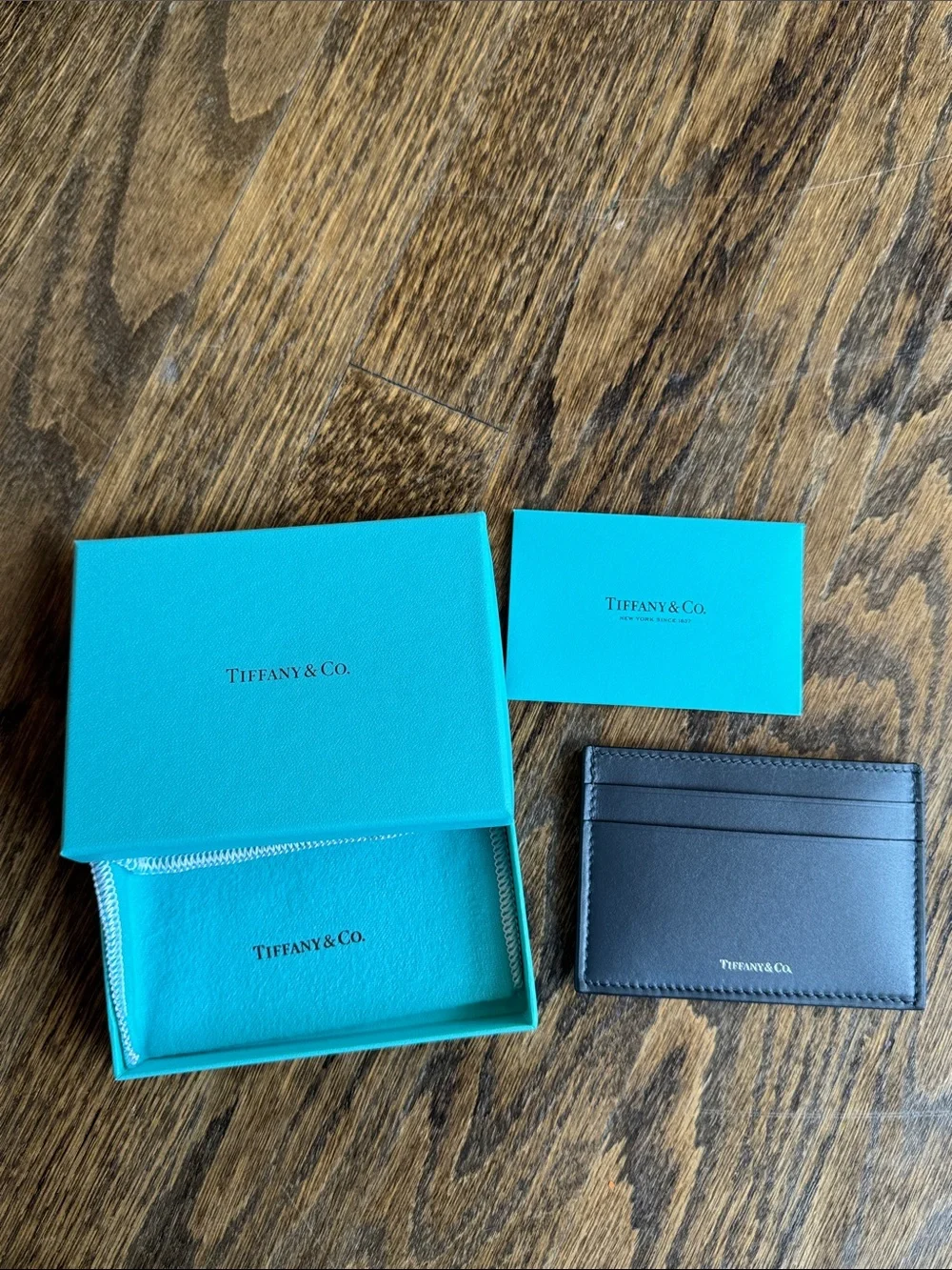 Tiffany & Co. Men's dark silver Leather Card Holder